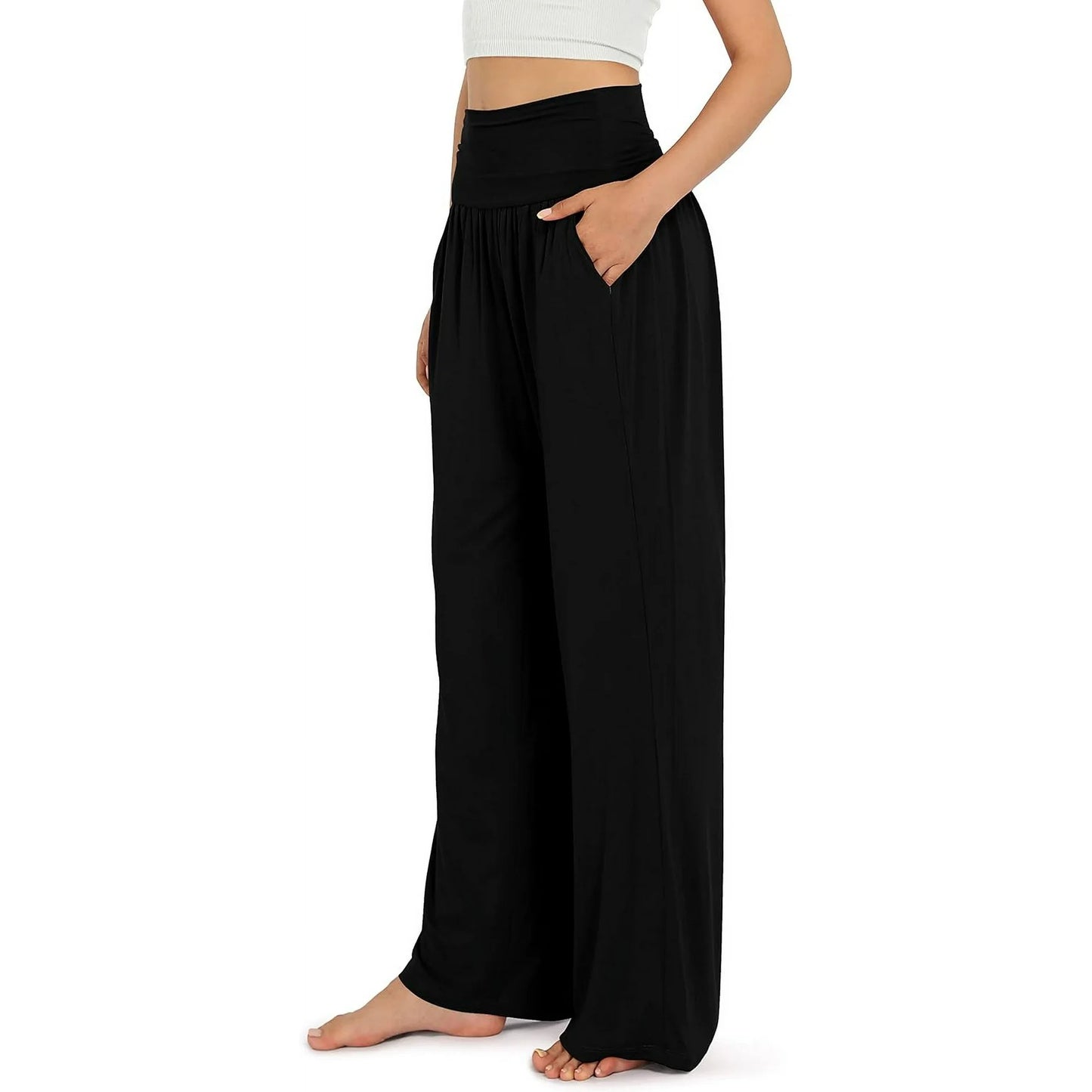 SOMER Women's Wide Leg Palazzo Lounge Pants with Pockets Light Weight Loose Comfy Casual Pajama Pants