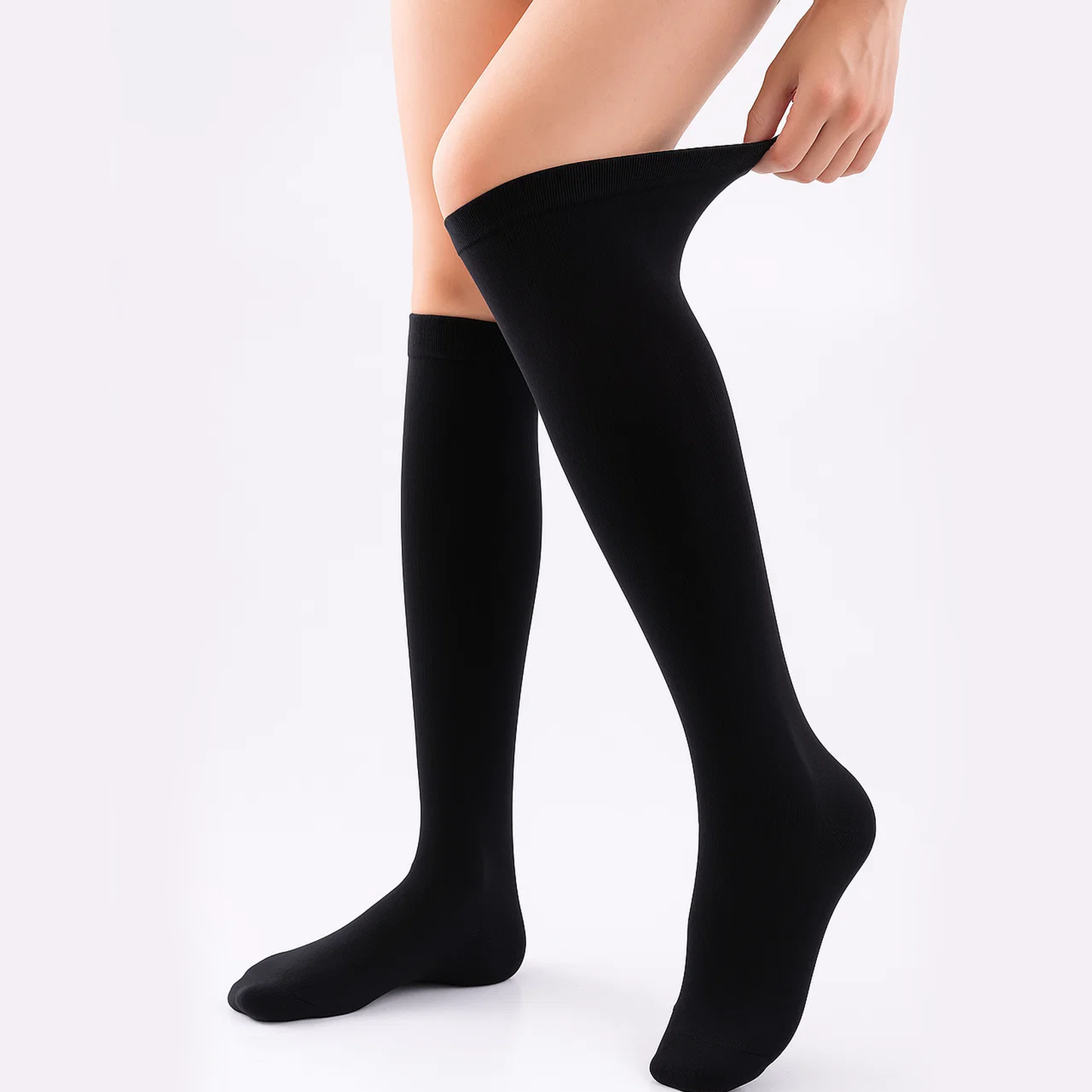 SOMER 4 Pairs Compression Socks for Women Thigh High Extra Long Cotton Knit knee long socks, 2 pieces Black + 2 pieces Nude
