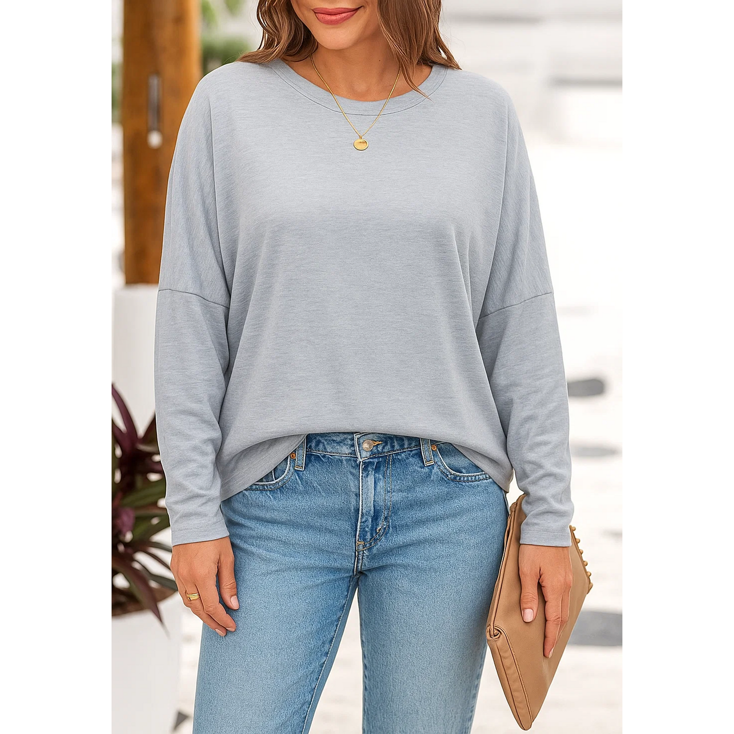 Women's Tops Plus Size 3/4 Length Long Sleeve Shirts Dressy Casual V Neck Tunic Blouses (M-4XL)