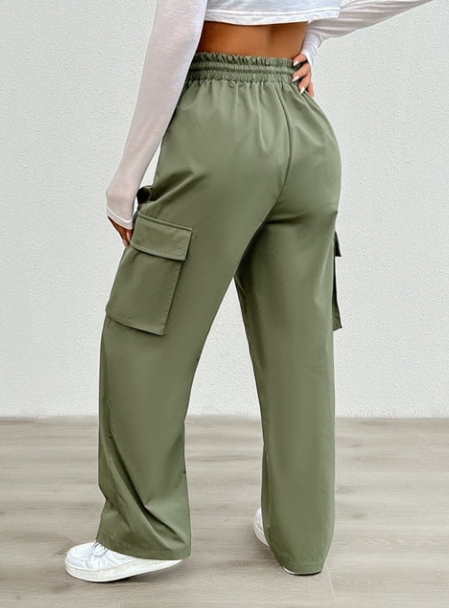 SOMER Womens Cargo Pants Y2K Joggers Drawstring Elastic High Waist Wide Leg Hiking Pant Trousers Casual Pants with Pockets