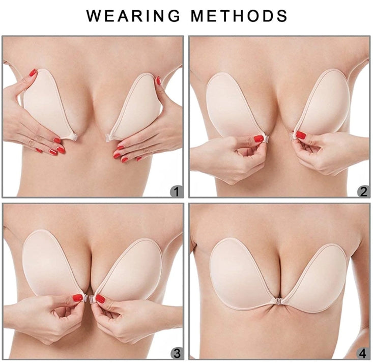 SOMER 2 Pairs Backless Bra, Sticky Bra, Reusable Adhesive Bra, Strapless Bras for Women, Push Up Backless Strapless Bra for Backless Dress Top, Adhesive Invisible Lift Up Bras with Nipple Covers