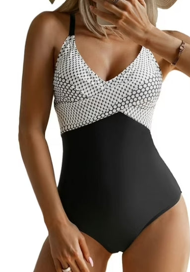 SOMER Women's One Piece Swimsuits Oversized Low-cut Tummy Control Front Cross Bathing Suits Slimming Swimsuit V Neck Swimwear Monokini High Waisted Bathing Suit for Women