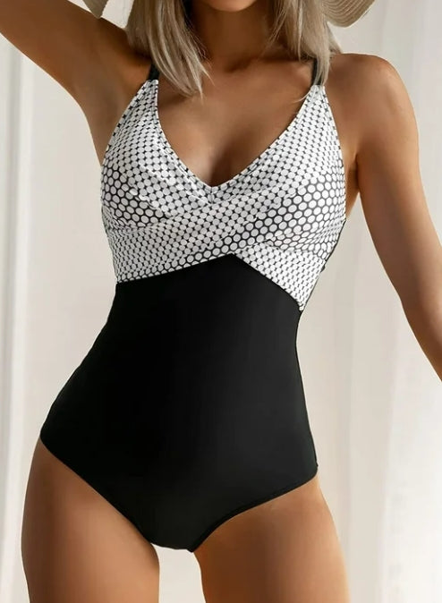 SOMER Women's One Piece Swimsuits Oversized Low-cut Tummy Control Front Cross Bathing Suits Slimming Swimsuit V Neck Swimwear Monokini High Waisted Bathing Suit for Women