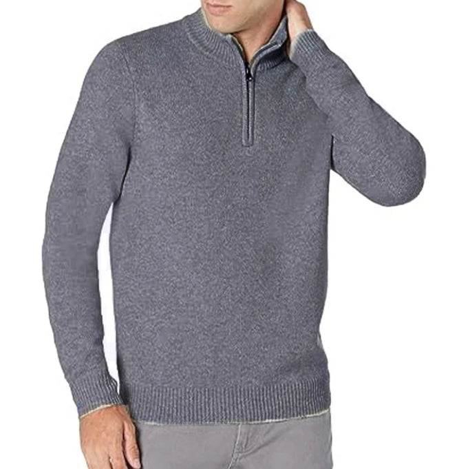 SOMER Men's Sweater Quarter Zip Mock Neck Sweaters for Men Slim Fit Long Sleeve Pullover Sweatshirts for Men Casual Lightweight Polo