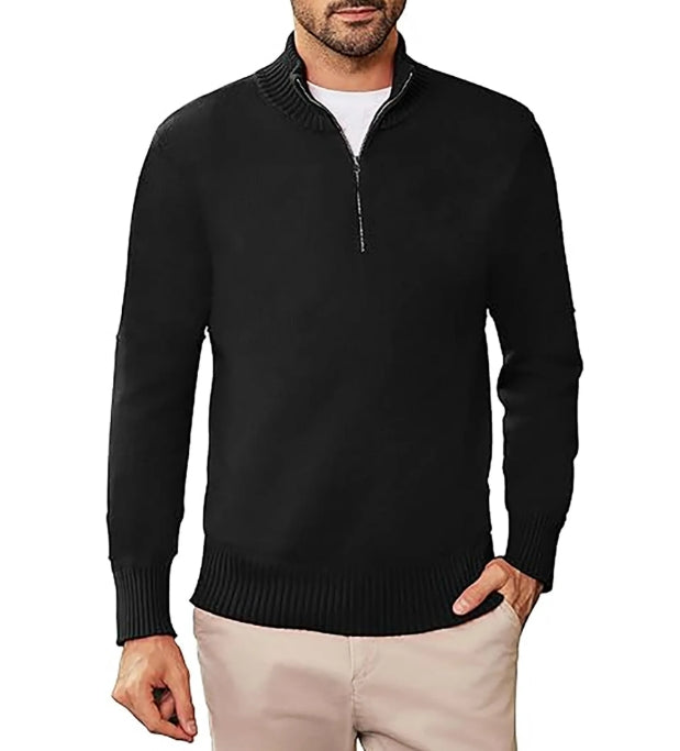 SOMER Men's Sweater Quarter Zip Mock Neck Sweaters for Men Slim Fit Long Sleeve Pullover Sweatshirts for Men Casual Lightweight Polo