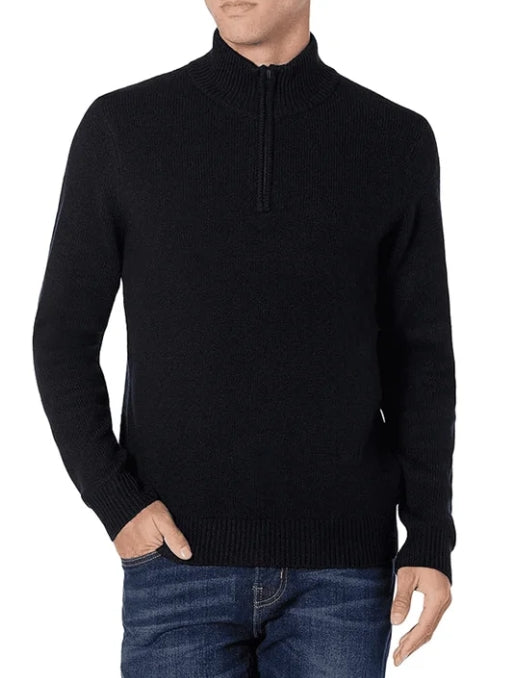 SOMER Men's Sweater Quarter Zip Mock Neck Sweaters for Men Slim Fit Long Sleeve Pullover Sweatshirts for Men Casual Lightweight Polo