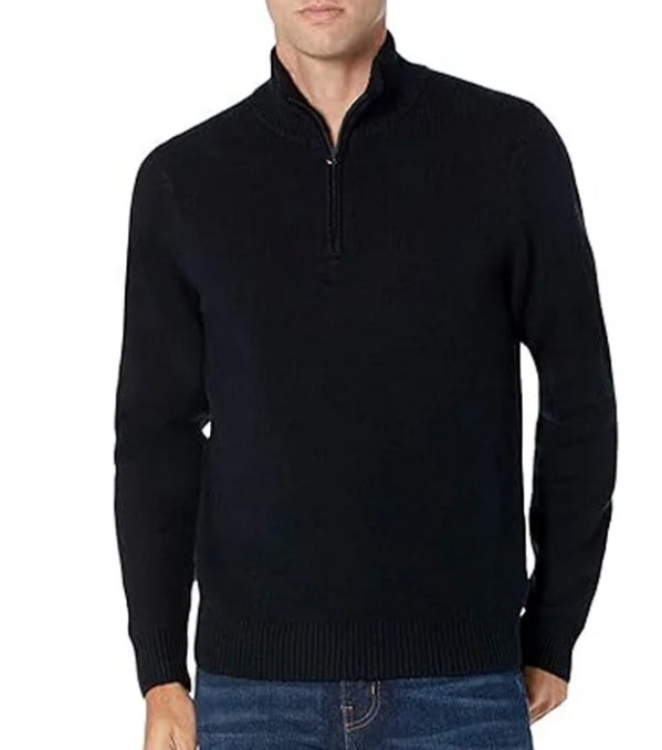 SOMER Men's Sweater Quarter Zip Mock Neck Sweaters for Men Slim Fit Long Sleeve Pullover Sweatshirts for Men Casual Lightweight Polo