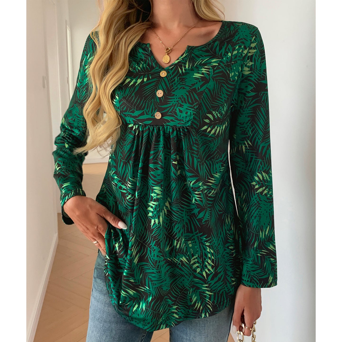 SOMER Womens Floral Tunic Top Casual Pleated Long Sleeve Blouse for Going Out,2025