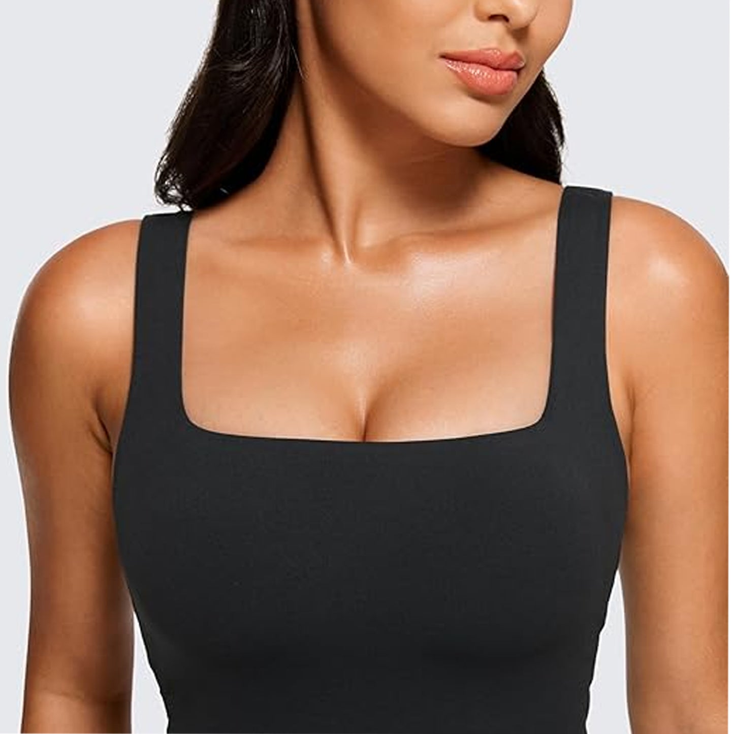 SOMER Womens Sports Bra Square Neck Longline Sports Bra - Workout Crop Tank Tops Yoga Camisole with Built in Pads
