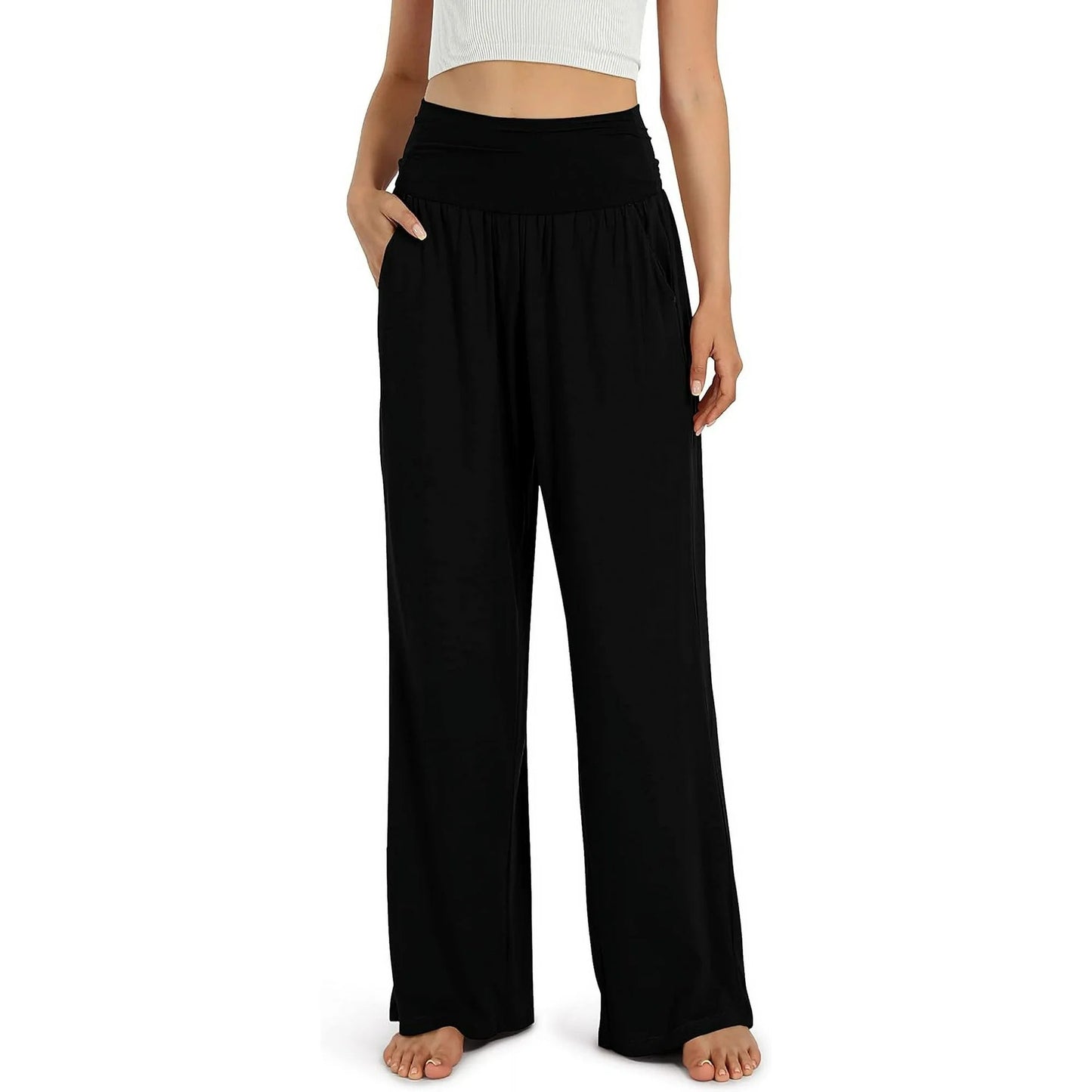 SOMER Women's Wide Leg Palazzo Lounge Pants with Pockets Light Weight Loose Comfy Casual Pajama Pants