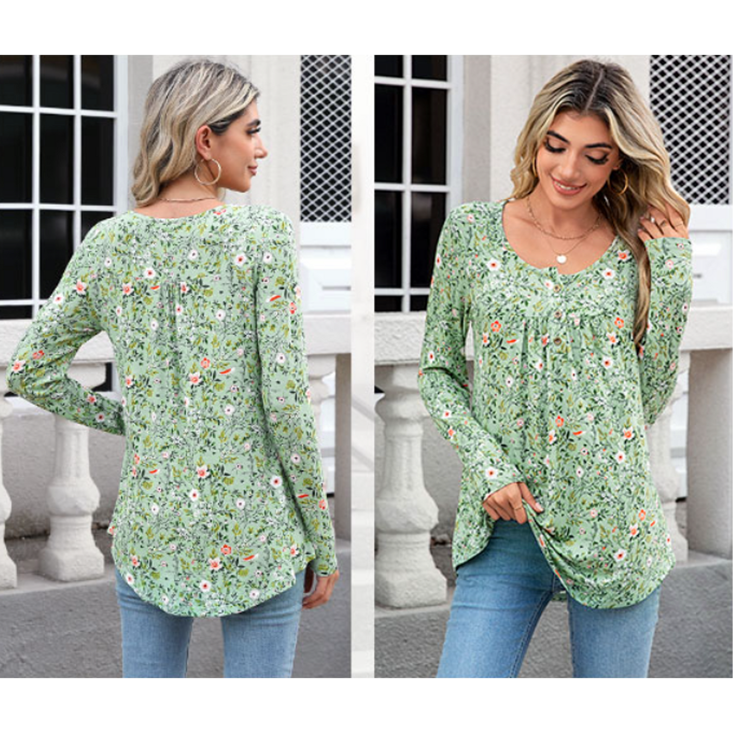 SOMER Boho Tops For Women Long Sleeve Shirts Dressy Casual Blouses With Printed Pleated Button Tunic Tops for Going Out, 2025 Fall Trendy