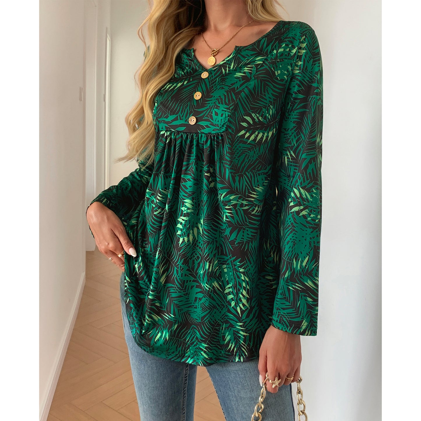 SOMER Womens Floral Tunic Top Casual Pleated Long Sleeve Blouse for Going Out,2025