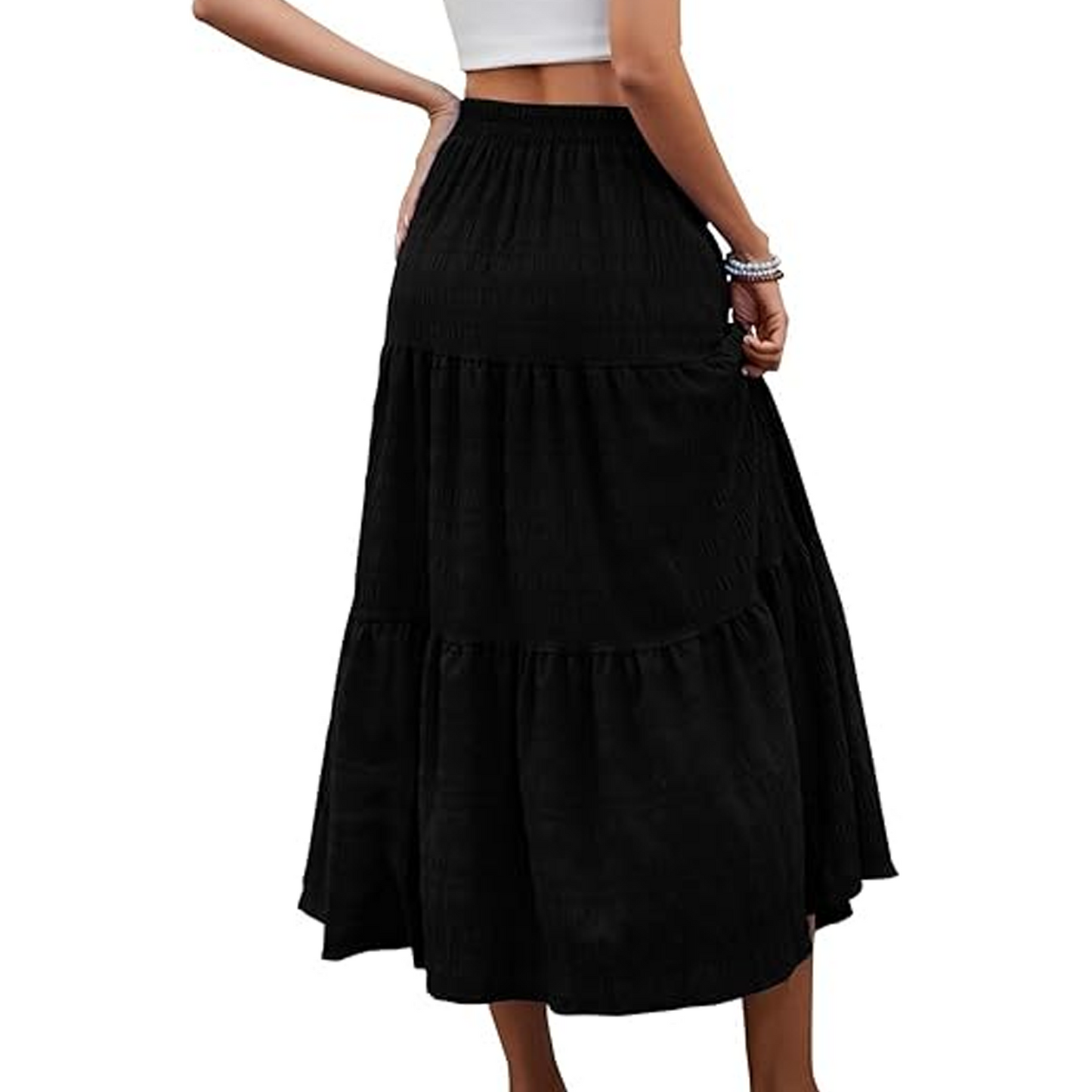 SOMER Skirts For Women Flowy Maxi Skirt Summer Pleated High Waisted Casual Long Skirts With Pockets