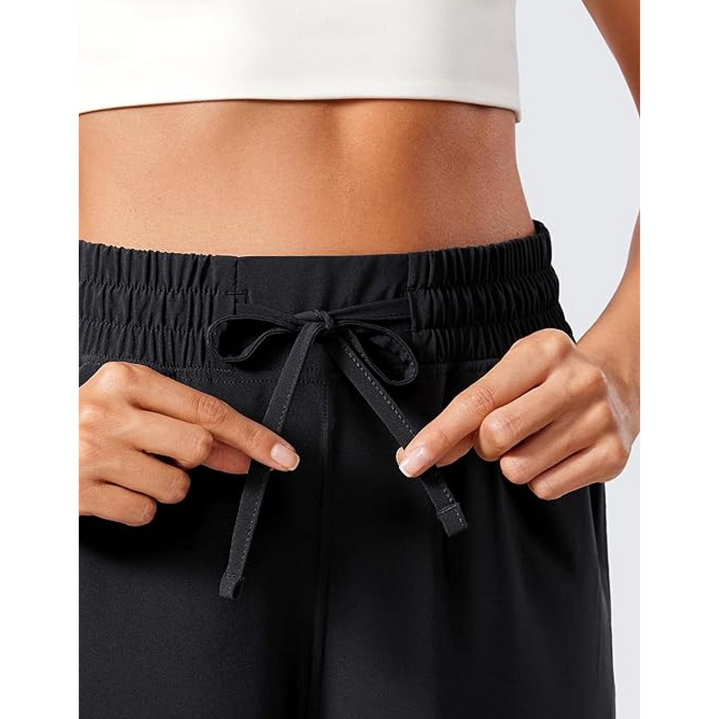 SOMER Women’s Wide Leg Cropped Sweatpants Flowy Yoga Lounge Pants High Waisted Lightweight Loose Fit Casual Pants Drawstring With Pocket Black