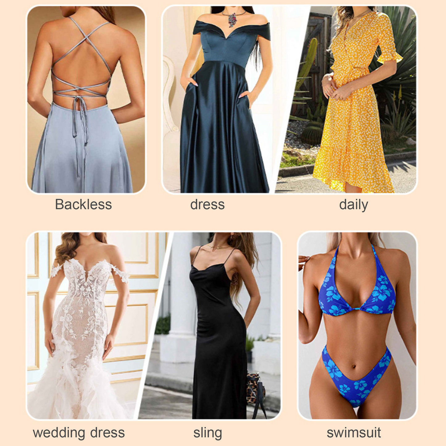 SOMER Strapless Bra, Invisible Push-Up Silicone Breast Stickers for Women, Reusable Spoon-Shaped Sticky Bra, Instant Lift & Support