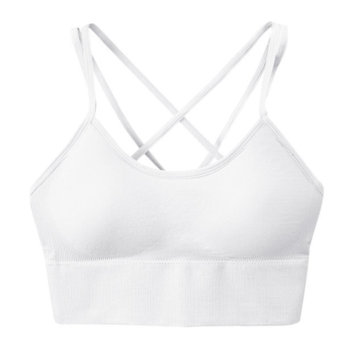 SOMER Sports Bras for Women 2 Pieces Padded Workout Wireless Padded Yoga Bra Tank Top Sexy Crisscross Back High Impact Longline Workout Bra Black+White