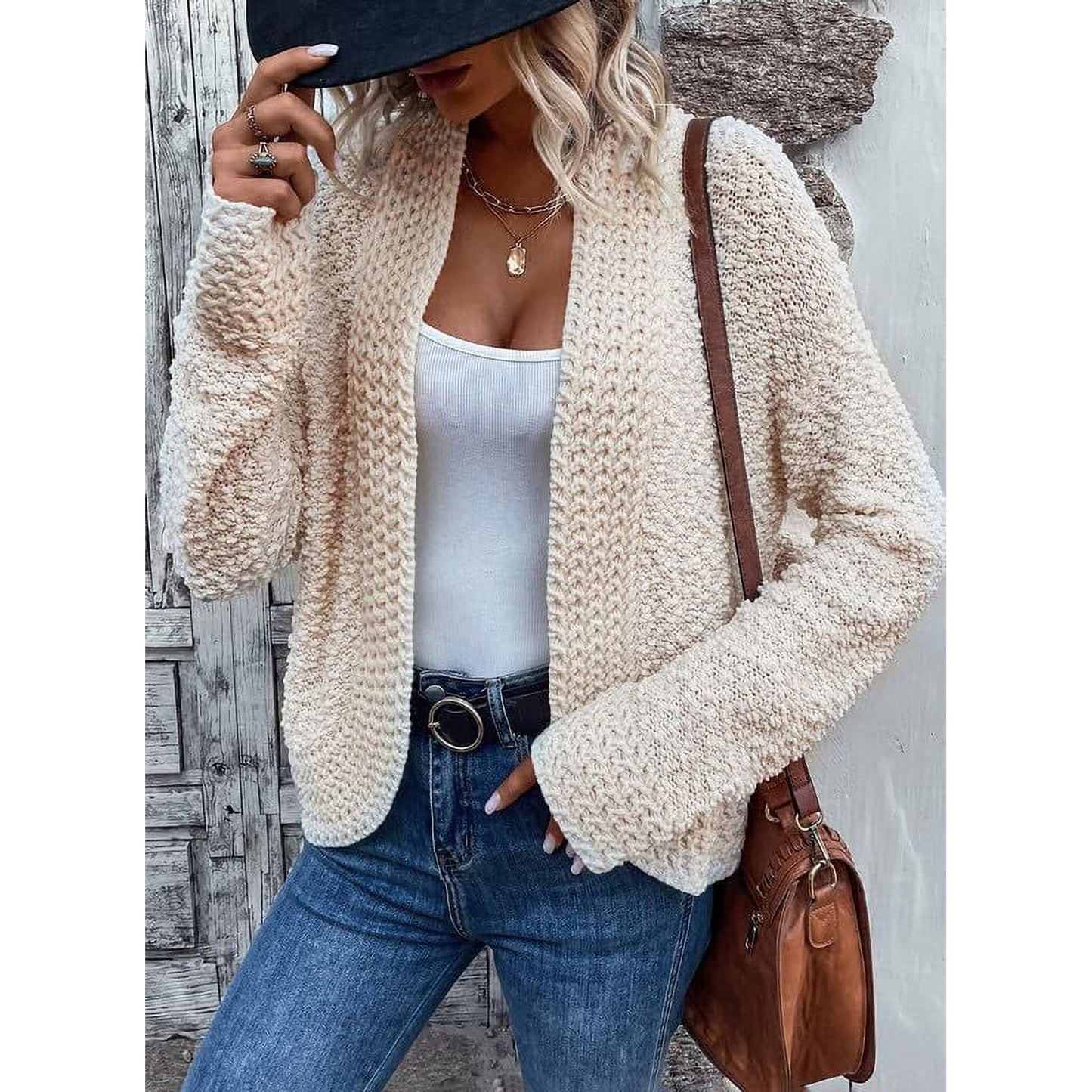 Womens Cardigan Fashion Casual Open Front Long Sleeve Chunky Knit Cardigans Sweaters Outerwear Coats