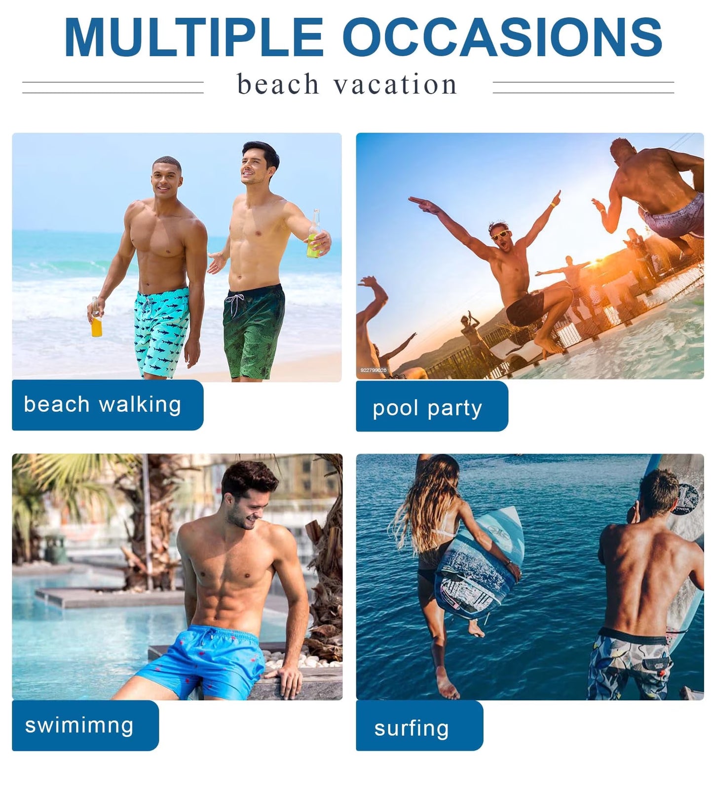 SOMER Men's Swim Trunks Long Bathing Suits with Mesh Lining and Pockets Quick Dry Beach Board Shorts