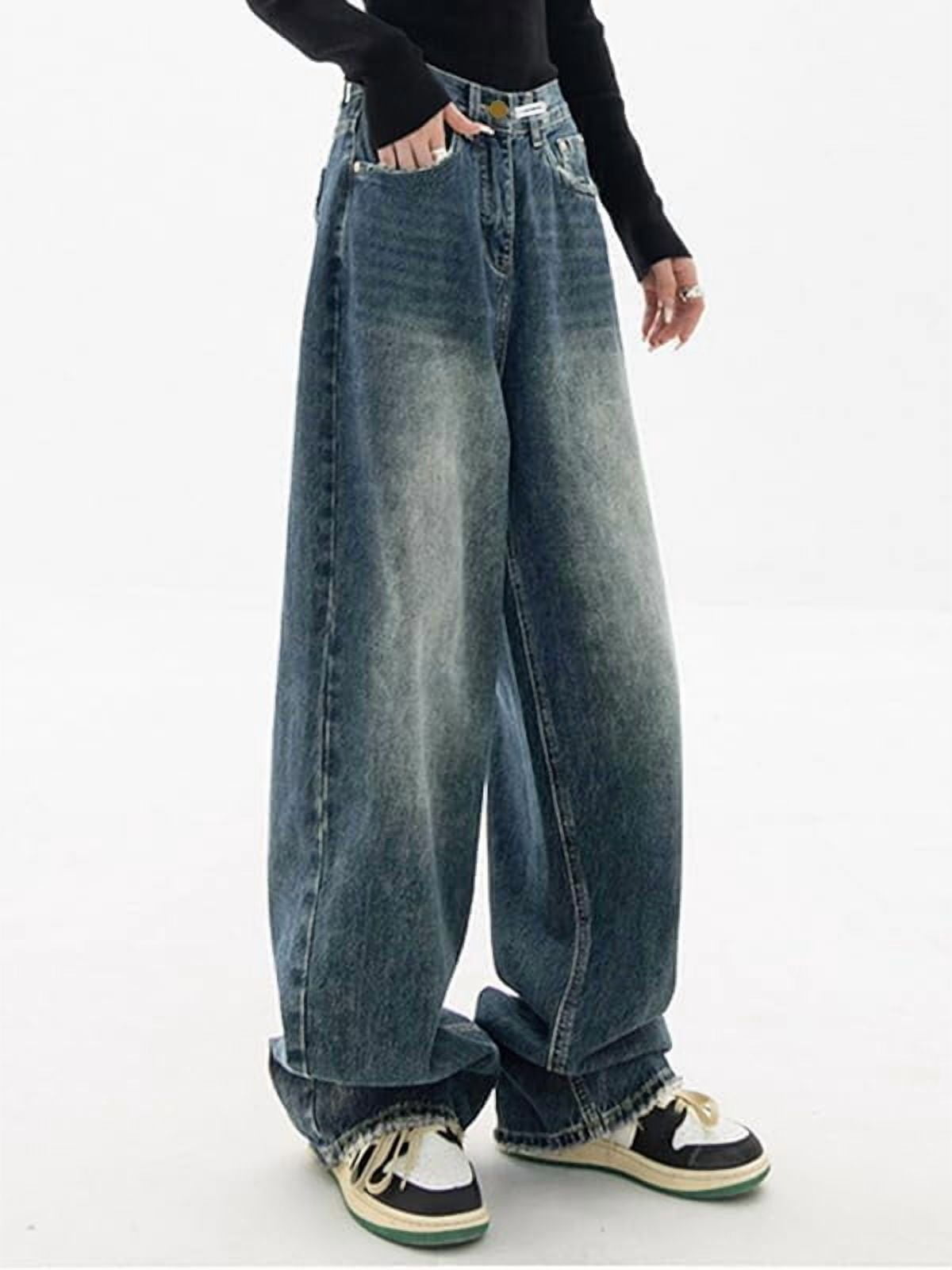 SOMER Women’s Wide Leg Baggy Jeans High Waisted Loose Boyfriend Denim Pants Y2K Vintage Casual Streetwear Trousers Dark Blue