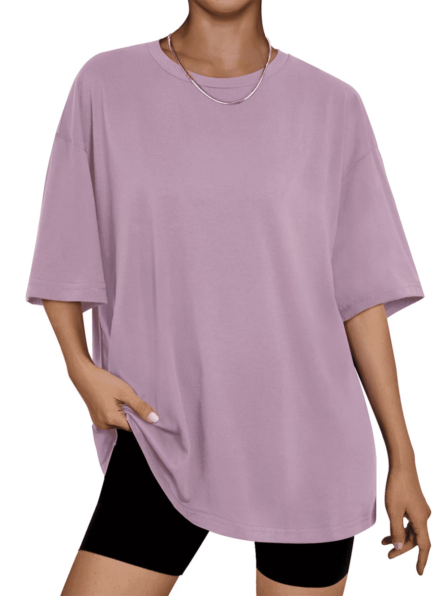 SOMER Womens Shirts Oversized Tshirts for Women Short Sleeve V Neck Slit Hem Summer Tops Gray Workout T Shirts Loose Fit Basic Tee