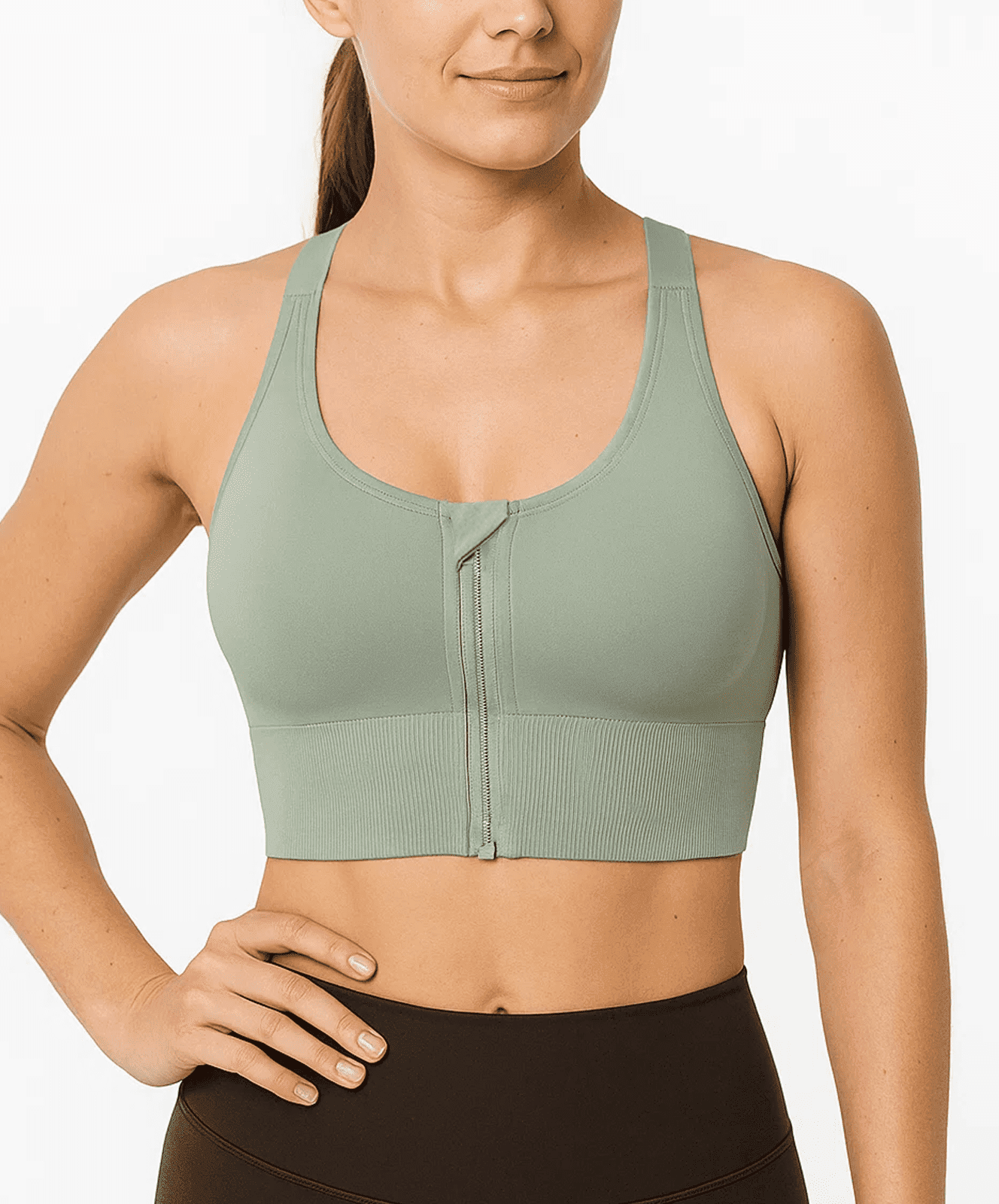 SOMER Women's Sports Bras Zip Front High Support Wireless Padded Strappy Athletic Yoga Workout Bra