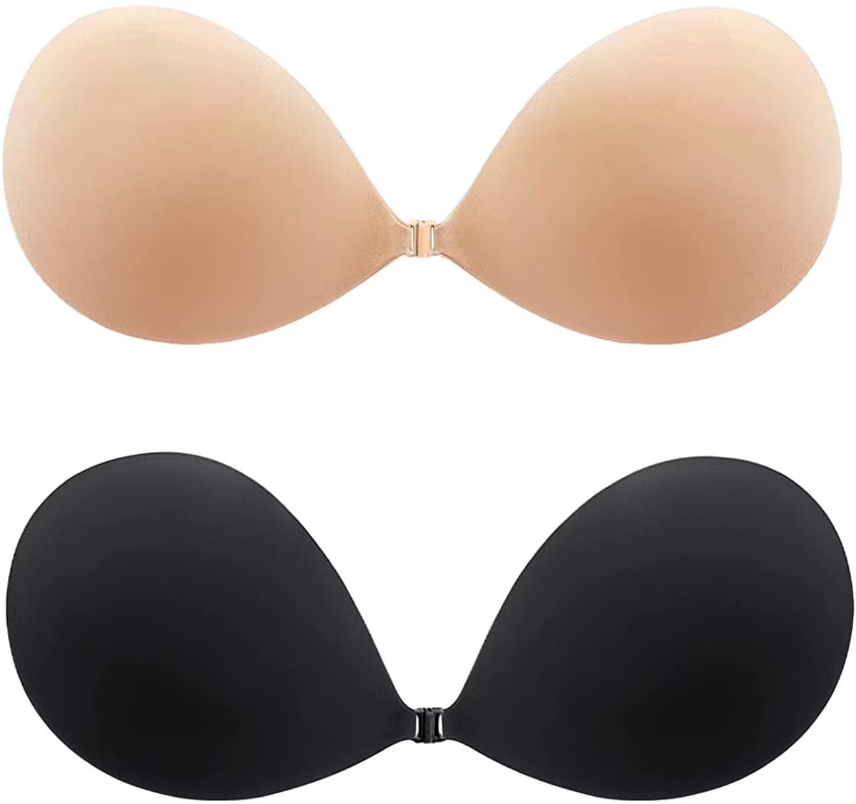 SOMER 2 Pack Sticky Bra Invisible Push-Up Strapless Bra, Adhesive Bra Fan-Shaped for Weddings Parties