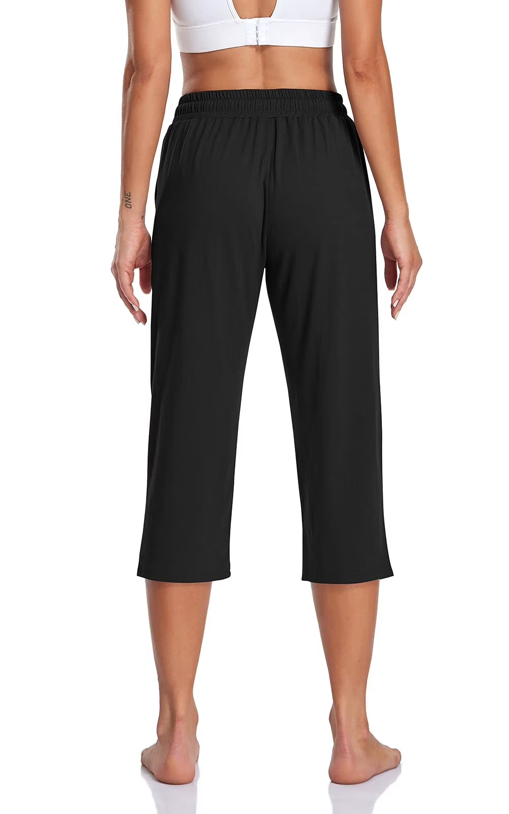 SOMER Yoga Pants with Pockets for Women Capri Flared Pants High Waist Drawstring Workout Pants Casual Work Pants Flare Leggings for Summer