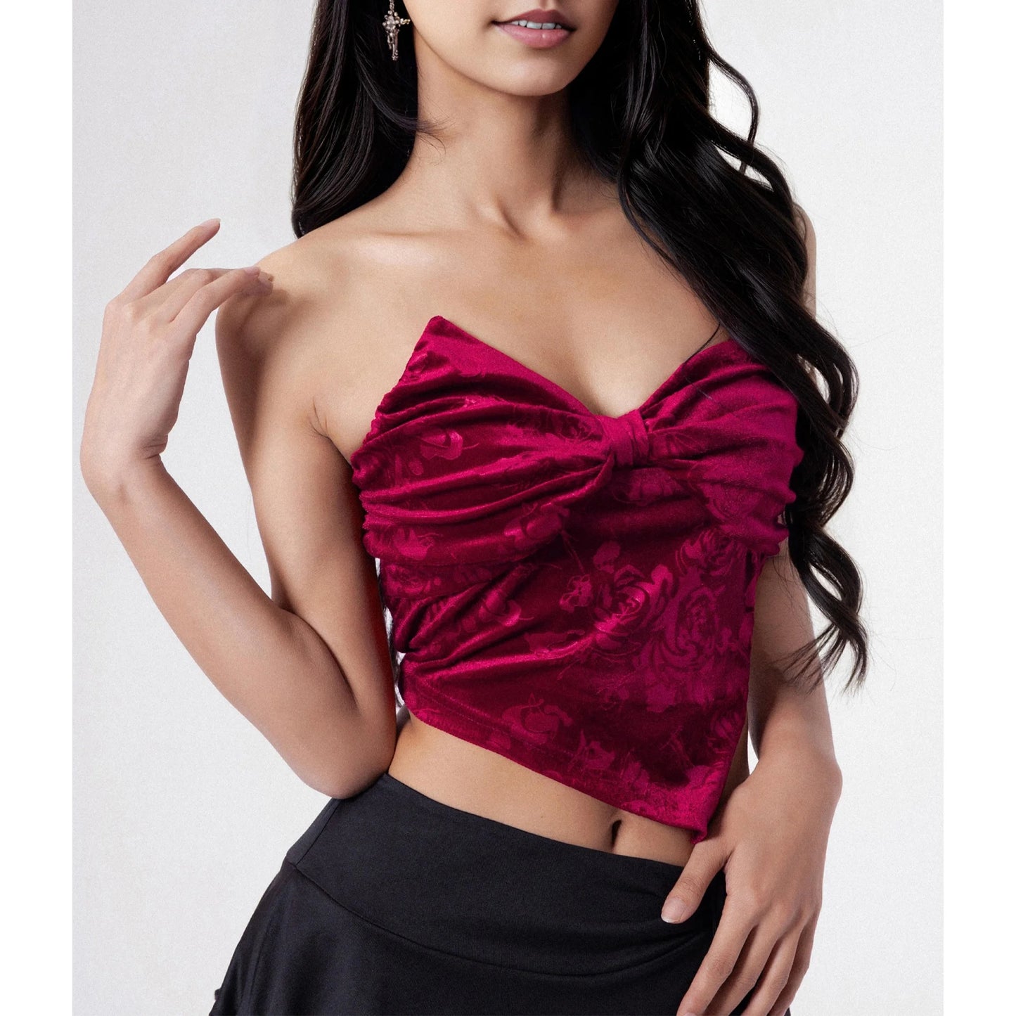SOMER Tube Tops For Woman Summer Eyelet Bandeau Butterfly Knot Off Shoulder Top