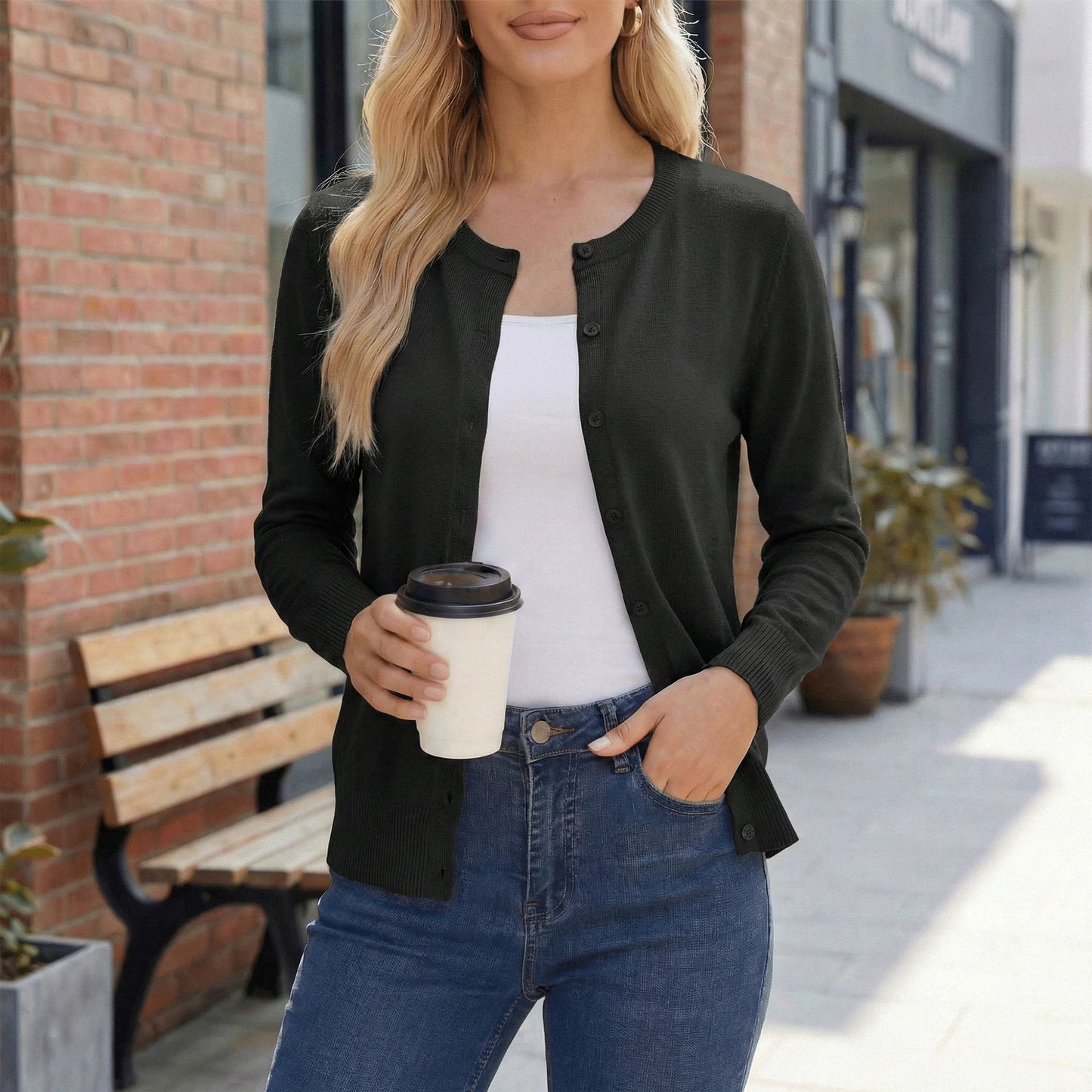 Women’s Long Sleeve Open Front Cardigan Casual Lightweight Knit Sweater