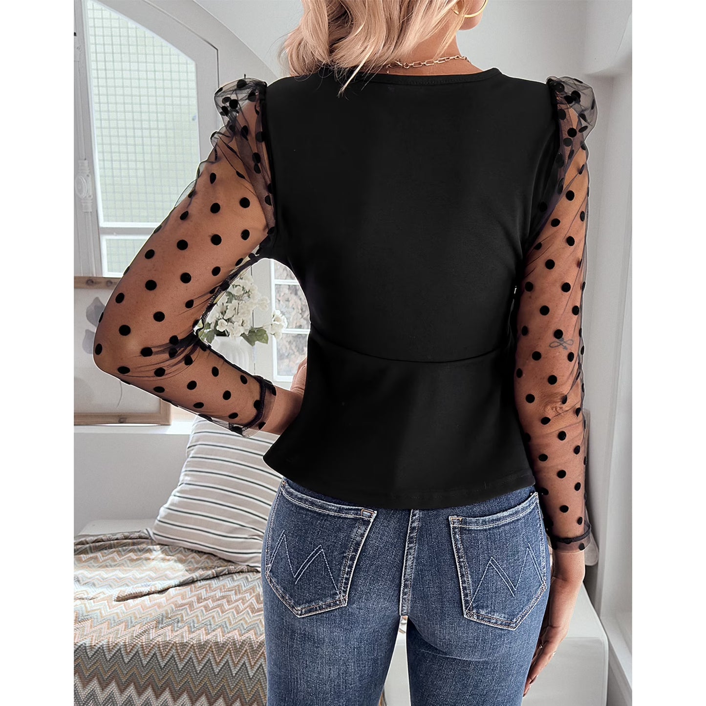 SOMER Womens V Neck Tops Black Going Out Tops for Women Dressy Casual Long Sleeve Lace Sexy Tops Trendy 2025