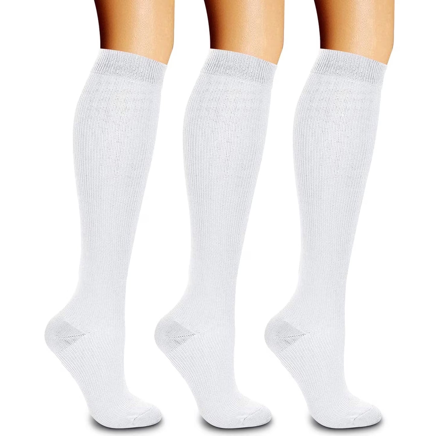 SOMER 3 Pairs Socks for Women & Men Knee High Socks is Best Support for Running, Travel and Cycling, Black