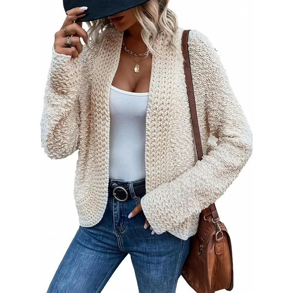 Womens Cardigan Fashion Casual Open Front Long Sleeve Chunky Knit Cardigans Sweaters Outerwear Coats