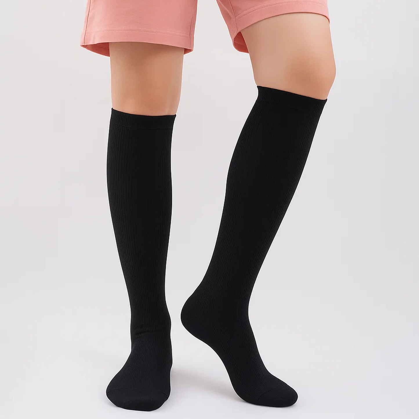 SOMER 4 Pairs Compression Socks for Women Thigh High Extra Long Cotton Knit knee long socks, 2 pieces Black + 2 pieces Nude