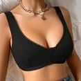 SOMER Sports Bras for Women Front Close Sports Bras Seamless Bras No Underwire Wireless Comfort Bra Full Coverage Push Up Support for Everyday Wear Bra Black