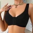 SOMER Sports Bras for Women Front Close Sports Bras Seamless Bras No Underwire Wireless Comfort Bra Full Coverage Push Up Support for Everyday Wear Bra Black