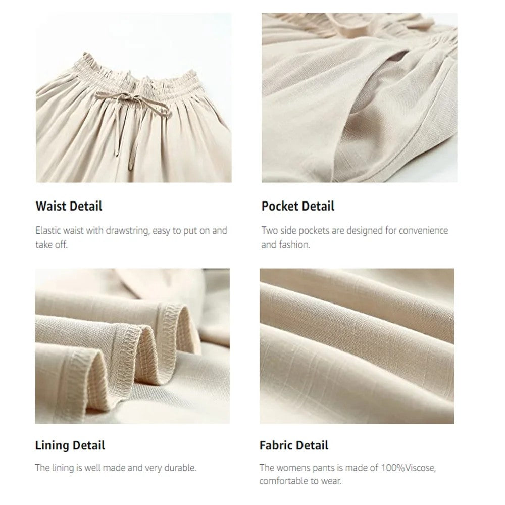 SOMER Pants for Women Flowy Dressy Casual Elastic High Waist Wide Leg Palazzo Pants with Pocket