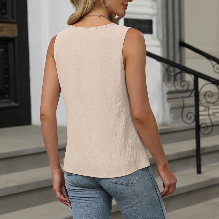 SOMER Womens Summer Tank Top Loose Fit Dressy Casual Sleeveless Cami Tops Elegant Keyhole Work Shirts