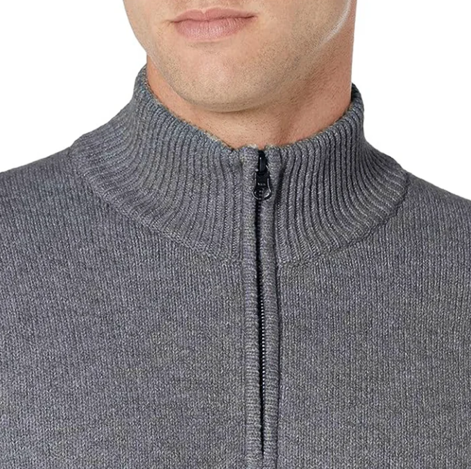 SOMER Men's Sweater Quarter Zip Mock Neck Sweaters for Men Slim Fit Long Sleeve Pullover Sweatshirts for Men Casual Lightweight Polo