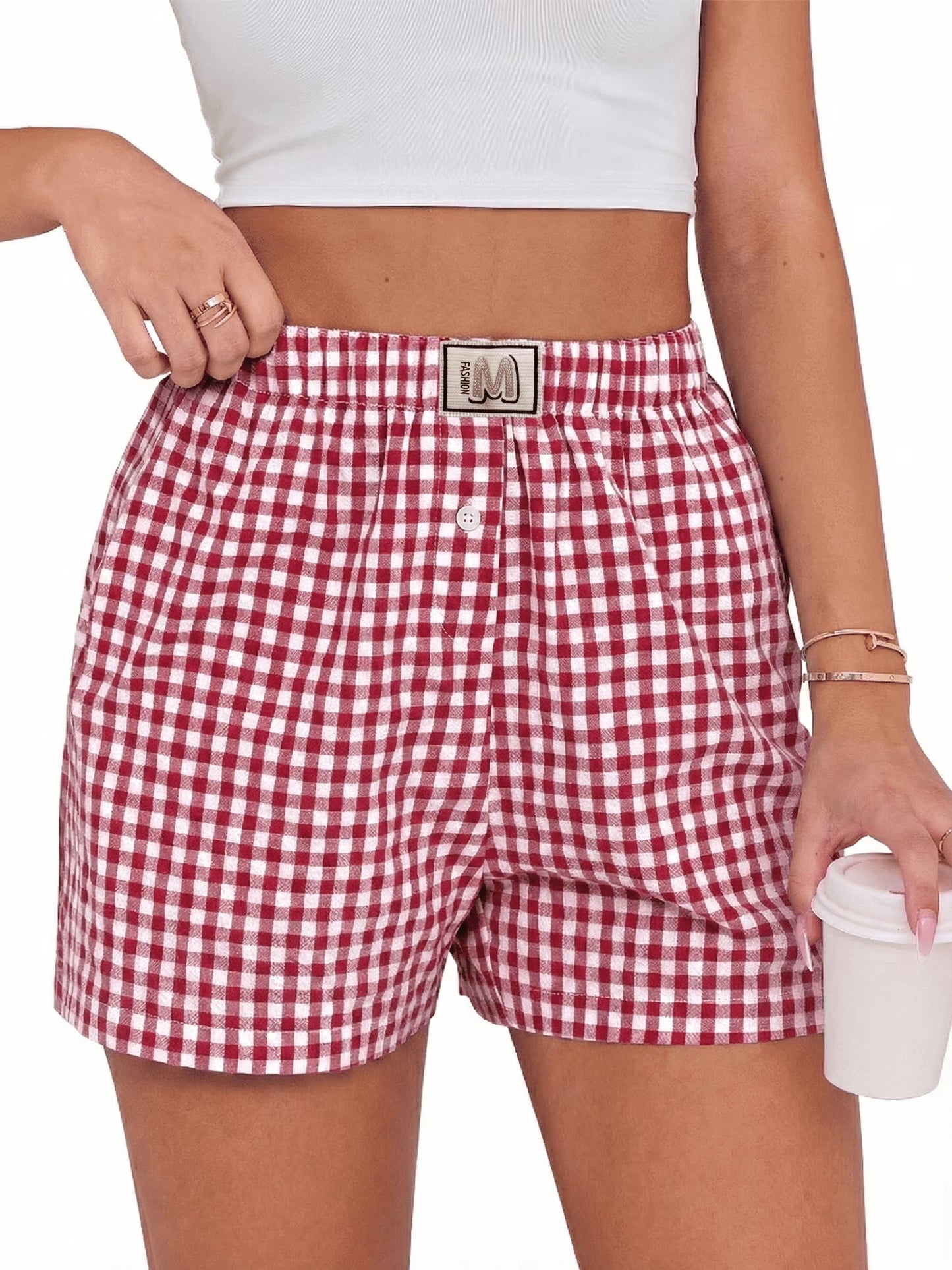 SOMER Women’s Pajama Shorts Gingham Plaid Boxer Lounge Sleep Shorts Casual Bottoms 2026 Summer XL