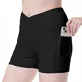 SOMER Gym Shorts Women Biker Shorts Athletic High Waisted Crossover with Pockets Workout Black Short No Front Seam Comfy 2025