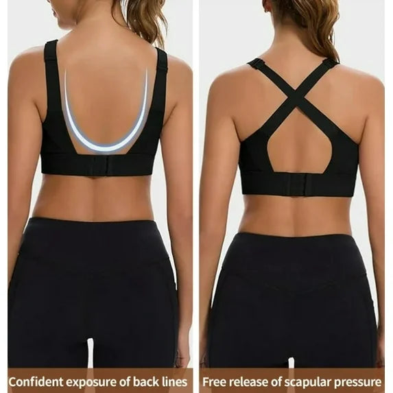 SOMER High Impact Sports Bra for Women Padded Seamless Workout Bra Adjustable Supportive Tank Top for Running Yoga Gym Fitness and Everyday Comfort