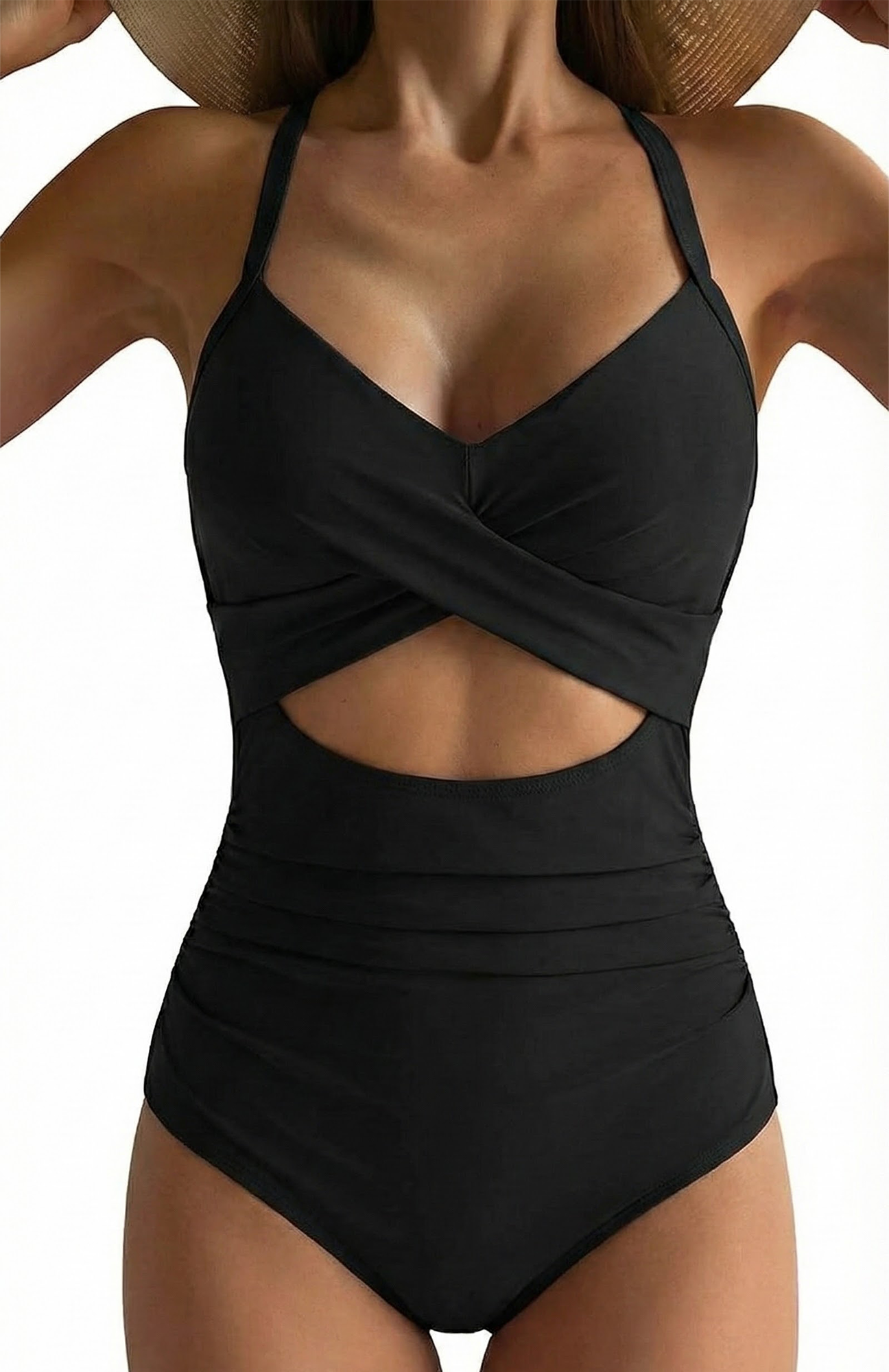 SOMER Women's Swimsuits One Piece Bathing Suit for Women Tummy Control Cutout High Waisted Bathing Suit Wrap Tie Back 1 Piece Swimsuit