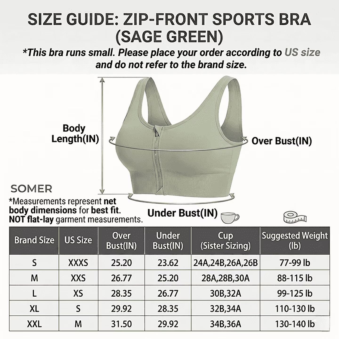 SOMER Women's Sports Bras Zip Front High Support Wireless Padded Strappy Athletic Yoga Workout Bra