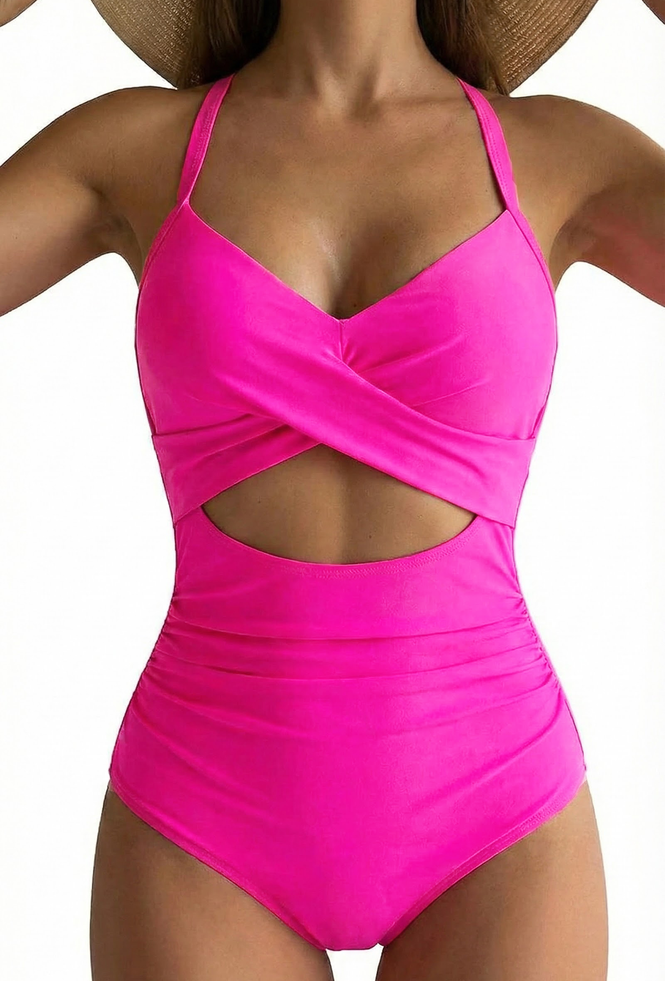 SOMER Women's Swimsuits One Piece Bathing Suit for Women Tummy Control Cutout High Waisted Bathing Suit Wrap Tie Back 1 Piece Swimsuit