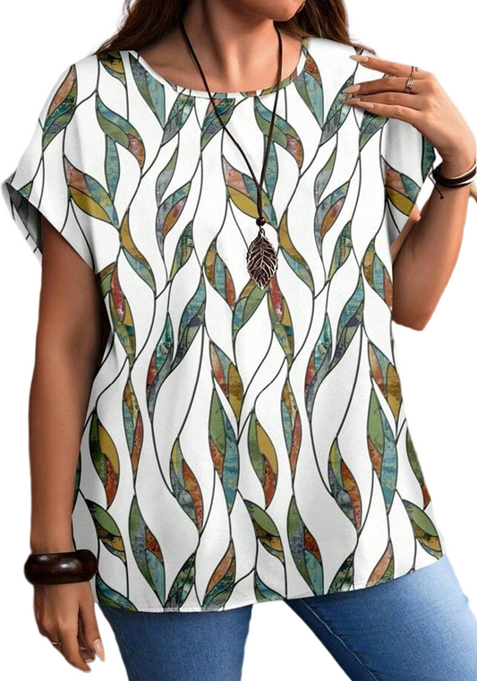 SOMER Plus Size Women Blouses Crew Neck Short Sleeve Summer Shrit Dressy Casual Tops