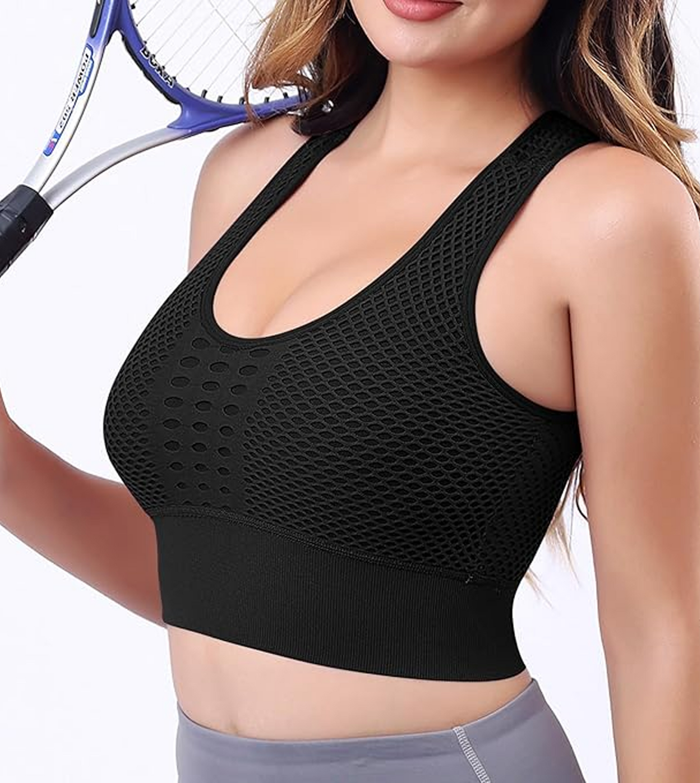 SOMER 2 Packs Sports Bras for Women, I Back Sports Bra Set Hollow Back Design Comfortable Sexy for Yoga Running (Black and White)