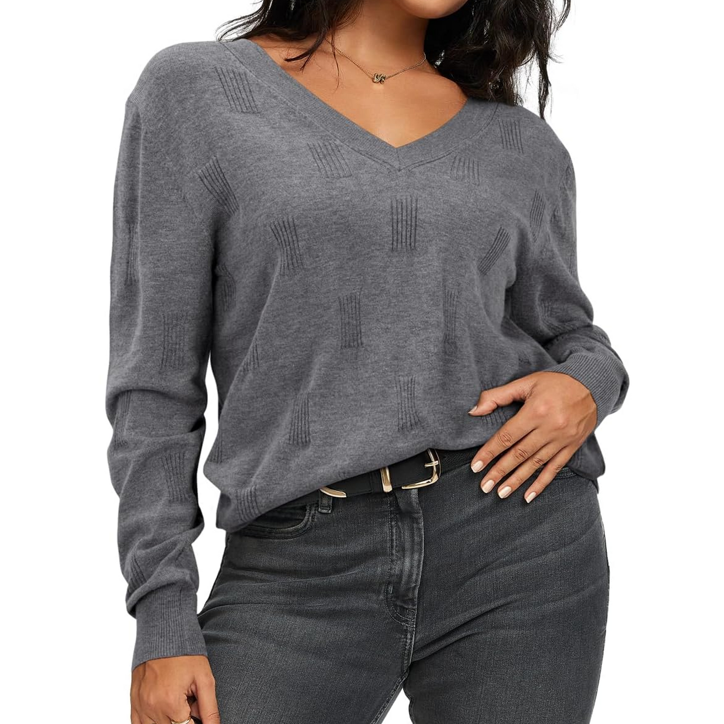 SOMER Womens Sweaters V Neck Pullover Long Sleeve Knitted Cozy Dressy Casual Lightweight Ladies Trendy Spring Fall Winter Sweaters for Women 2025