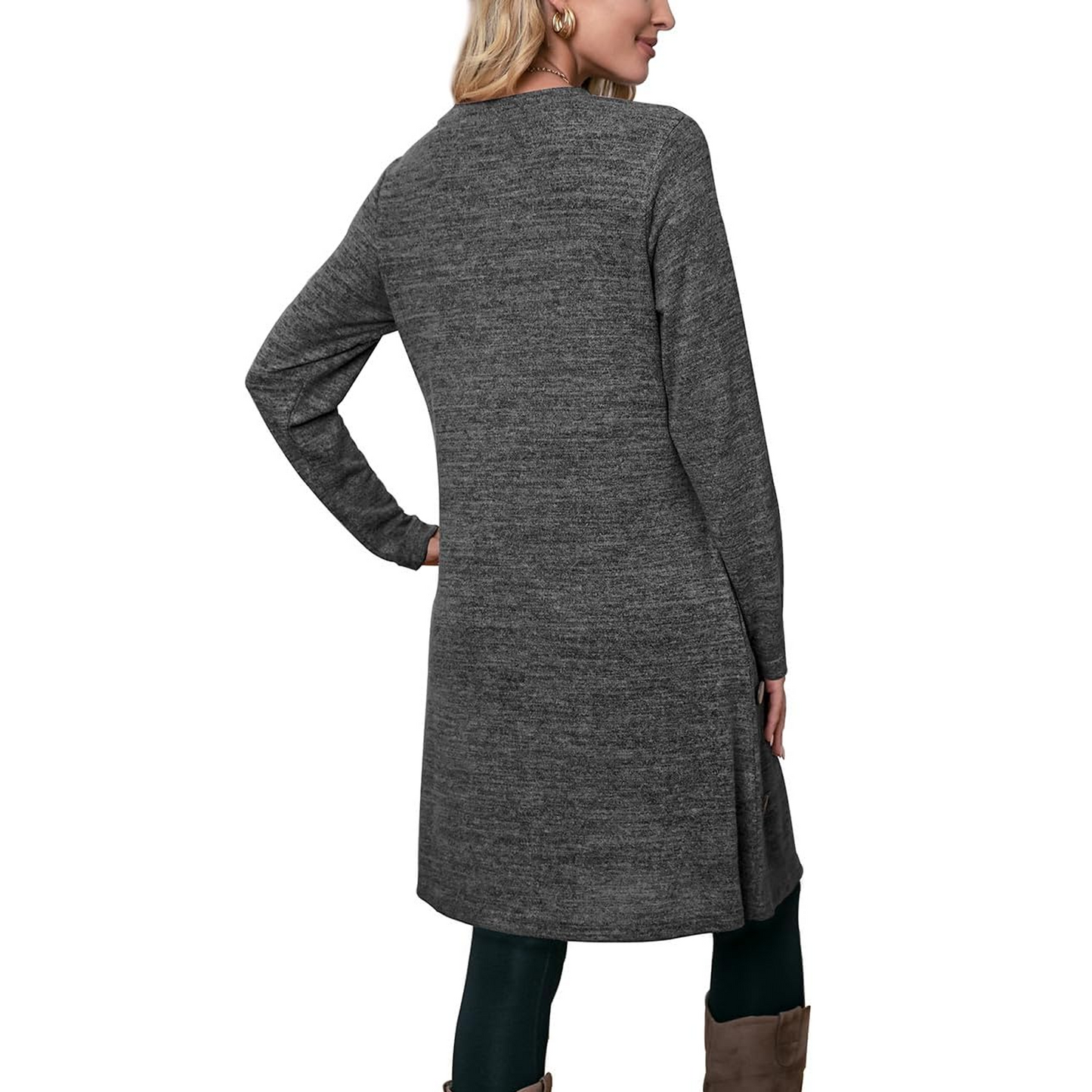 SOMER Womens Dresses Sweater Dress Long Sleeve Dress for Women Round Neck Button Side Causal with Pockets Winter Fall 2025