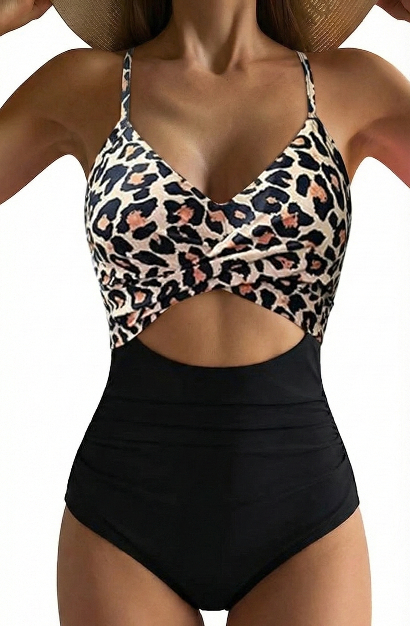 SOMER Women's Swimsuits One Piece Bathing Suit for Women Tummy Control Cutout High Waisted Bathing Suit Wrap Tie Back 1 Piece Swimsuit