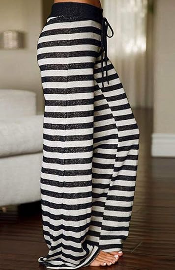 SOMER Women's Pajama Pants Comfy Casual Drawstring Lightweight Palazzo Lounge Wide Leg pants.